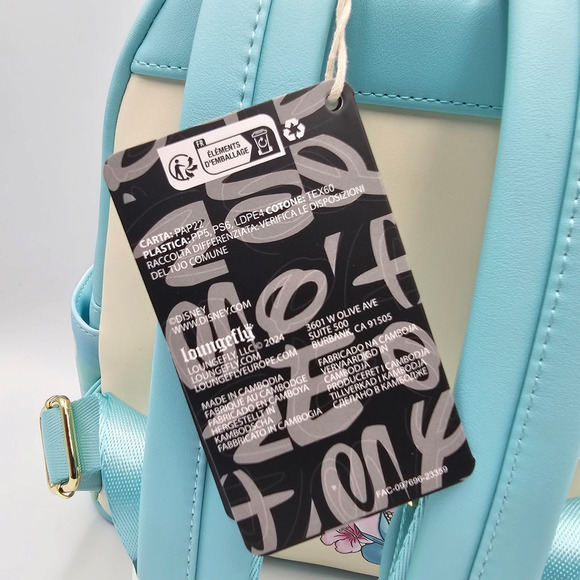 Loungefly Disney Lilo & Stitch Stitch With Ducks Blue Floral Mini Backpack Bag